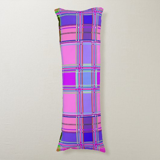 Pink tartan Fabric Pattern Cloth Madras Lichaamskussen (Voorkant Verticaal)