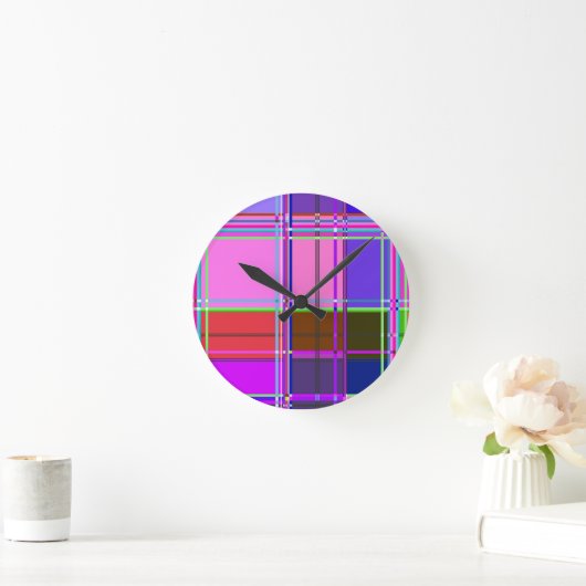 Pink tartan Fabric Pattern Cloth Madras Ronde Klok (Huis)
