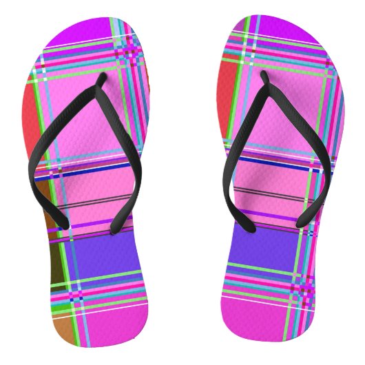 Pink tartan Fabric Pattern Cloth Madras Teenslippers (Voetbed)