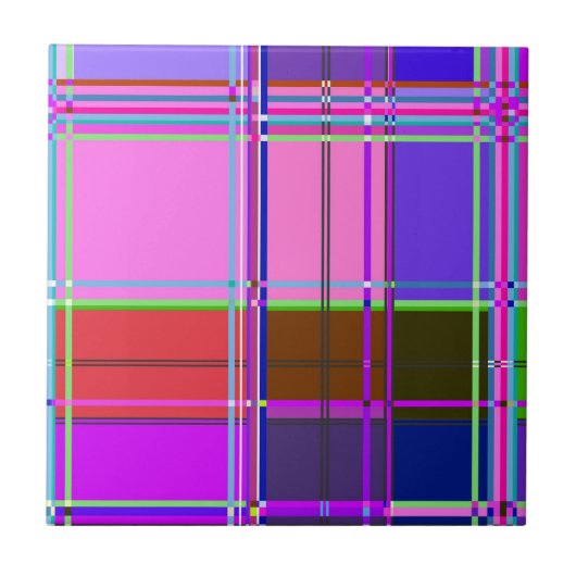 Pink tartan Fabric Pattern Cloth Madras Tegeltje (Voorkant)