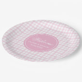 Pink Tartan Paper Plates Chic Custom Name Birthday Papieren Bordje (Gekanteld)