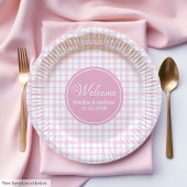 Pink Tartan Paper Plates Chic Custom Name Birthday Papieren Bordje