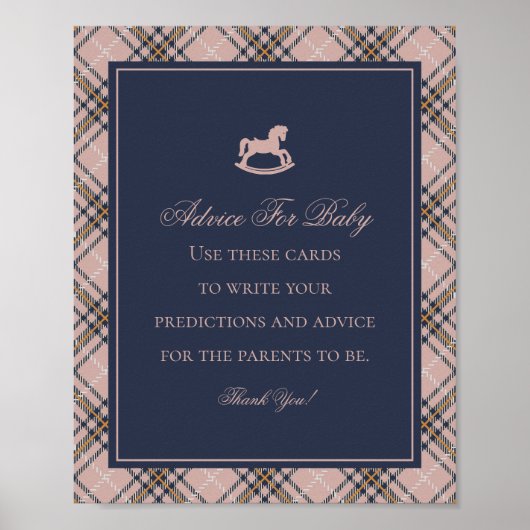 Pink Tartan Plaid Classic Rocking Advice for Baby Poster (Voorkant)