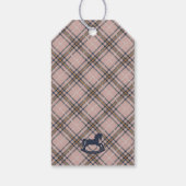 Pink Tartan Plaid Rocking Horse Birthday Favors Cadeaulabel (Achterkant)