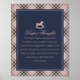 Pink Tartan Plaid Rocking Horse Diaper Thoughts Poster