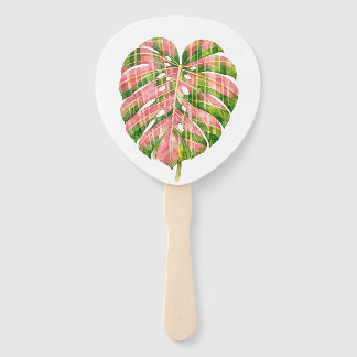 Pink Tartan Scottish Monstera Watercolour Botanic Handwaaier