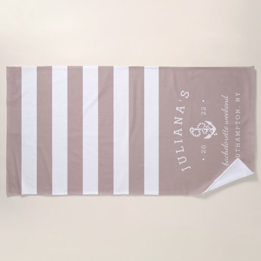 Pink Taupe Personalized Bachelorette Weekend Strandlaken (Voorkant)