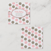 Pink & Taupe Polka Dot Square Play Datakaart Contactkaartje (Voorkant / Achterkant)