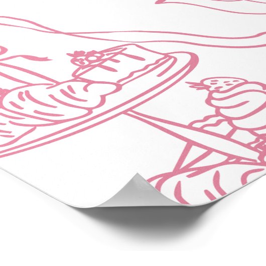 Pink Tea Chinoiserie Bow Custom Sign Poster (Hoek)