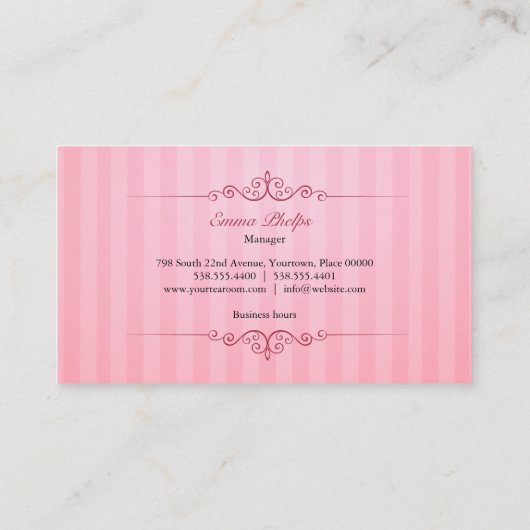 Pink Tea Cup Visitekaartje (Achterkant)