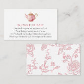 Pink Tea Party Baby shower Boek voor Baby Informatiekaartje (Voorkant / Achterkant)