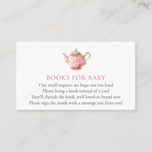 Pink Tea Party Baby shower Boek voor Baby Informatiekaartje (Voorkant)