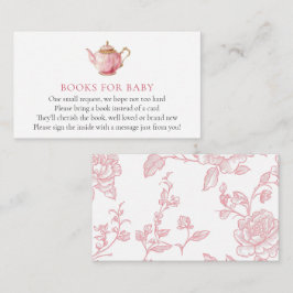 Pink Tea Party Baby shower Boek voor Baby Informatiekaartje
