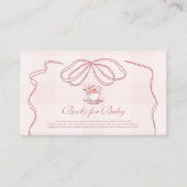Pink Tea Party Baby shower Boeken voor Baby Informatiekaartje (Voorkant)