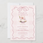 Pink Tea Party Baby shower Kaart (Voorkant)
