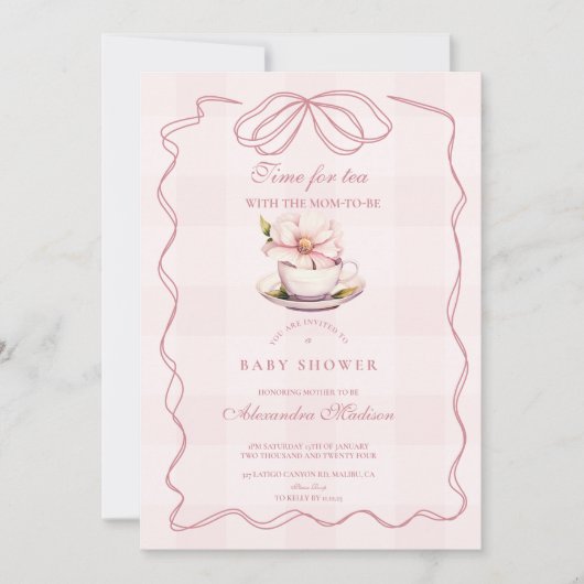 Pink Tea Party Baby shower Kaart (Voorkant)