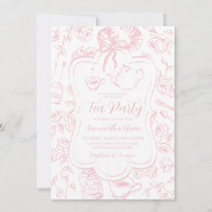 Pink Tea Party Baby shower Kaart