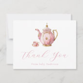 Pink Tea Party Bedankt Opmerking Kaart (Voorkant)