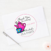 Pink Tea Party Dank u Ronde Sticker (Envelop)