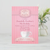 Pink Tea Party uitnodiging (Staand voorkant)