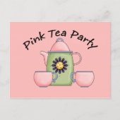 Pink_Tea_Party Uitnodiging Briefkaart (Voorkant)