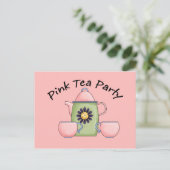 Pink_Tea_Party Uitnodiging Briefkaart (Staand voorkant)