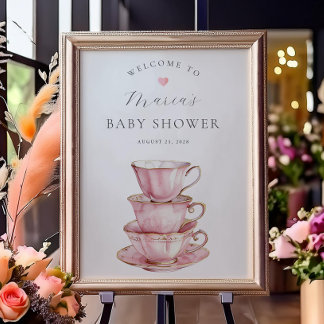 Pink Tea Party Vrijgezellenfeest Welkom Poster