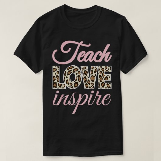 Pink Teach Love Inspire Cute Leopard Cheetah Print T-shirt (Design voorkant)