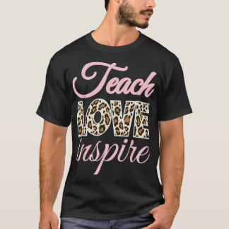 Pink Teach Love Inspire Cute Leopard Cheetah Print T-shirt