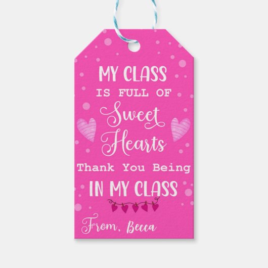 Pink Teachers Valentijn Gift Label Cadeaulabel (Voorkant)