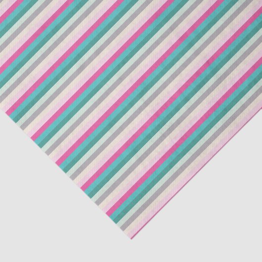 Pink Teal and Grey Striped Tissuepapier (Detail)