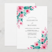 Pink Teal Atmospheric Spring Wedding Kaart (Voorkant / Achterkant)