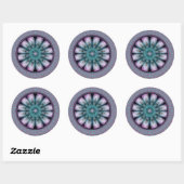 Pink & Teal Flower Mandala  Ronde Sticker (Vel)