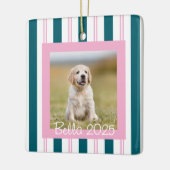 Pink Teal Pet Photo with Name Keramisch Ornament (Links)