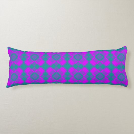 Pink Teal Purple Checker Argyle Pattern Lichaamskussen (Voorkant)