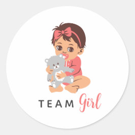 Pink Team Girl Sticker with Baby and Bear