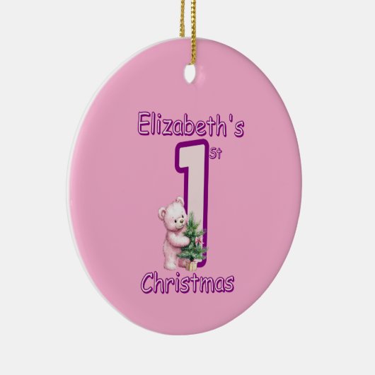 Pink Teddies First Christmas Cheer! Keramisch Ornament (Rechts)