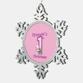 Pink Teddies First Christmas Cheer! Tin Sneeuwvlok Ornament (Rechts)