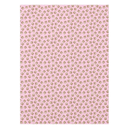 Pink Teddy Bear Baby Birthday Party Tafelkleed (Voorkant)