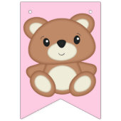 Pink Teddy Bear Baby Birthday Party Vlaggetjes (Eerste vlag)