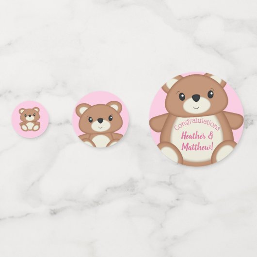 Pink Teddy Bear Baby shower Confetti (Achterkanten)