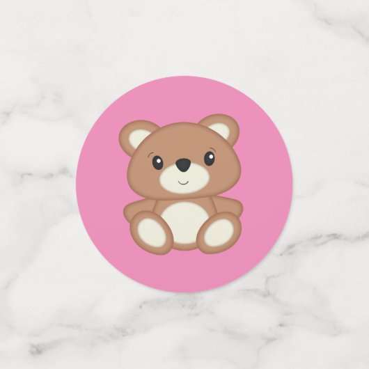Pink Teddy Bear Baby shower Confetti (Kleine voorkant)