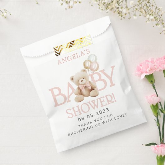 Pink Teddy Bear Baby shower Favor Bags Bedankzakje (Gezegeld)