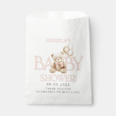 Pink Teddy Bear Baby shower Favor Bags Bedankzakje (Voorkant)