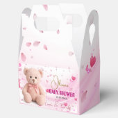 Pink Teddy Bear Baby Shower Favor Box- Editable Bedankdoosjes (Geopend)