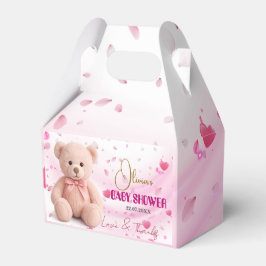 Pink Teddy Bear Baby Shower Favor Box- Editable Bedankdoosjes