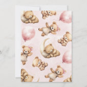 Pink Teddy Bear Baby shower Invitation Kaart (Achterkant)