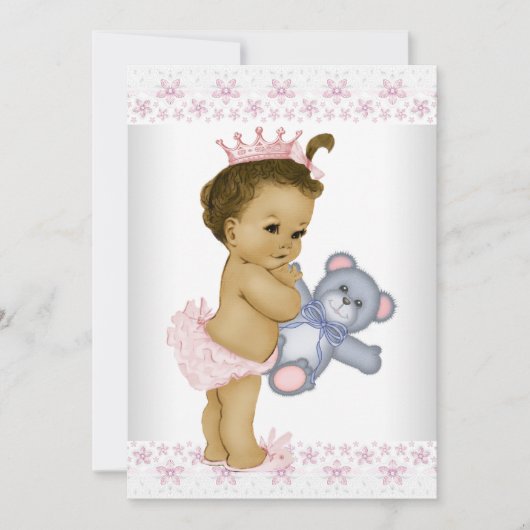 Pink Teddy Bear Baby shower Kaart (Voorkant)
