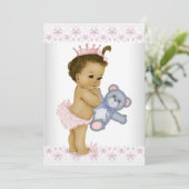 Pink Teddy Bear Baby shower Kaart (Staand voorkant)