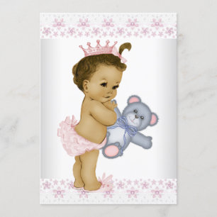 Pink Teddy Bear Baby shower Kaart